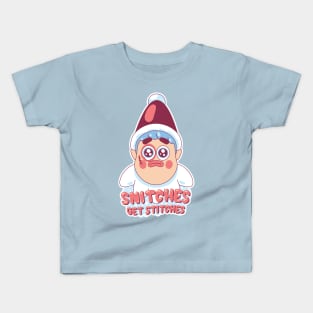 Snitches get Stitches - Funny Elf on the shelf meme Kids T-Shirt